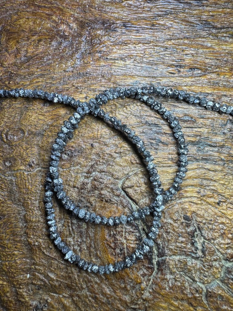 Collier di diamanti grezzi neri + argento 925. 23,45 carati. Nessuna riserva di prezzo! Gioielli- 4.69 g #4.3