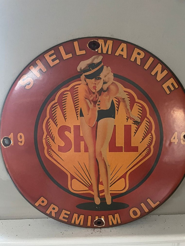 Shell - Original Shell Enamel Sign – Double-sided / Single-sided – Vintage Advertising Sign - Enamel sign - Enamel #1.0