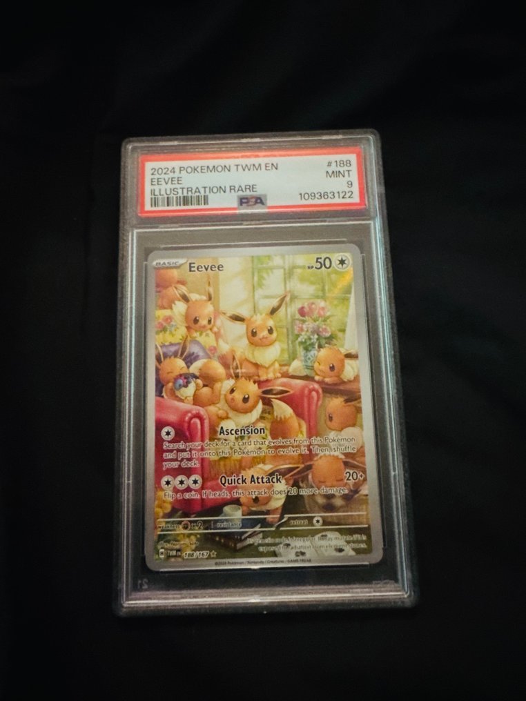 Pokémon - 1 Graded card - Eevee 188 另类艺术, 压膜, 完整艺术 - PSA 9 - Scarlet & Violet #1.0