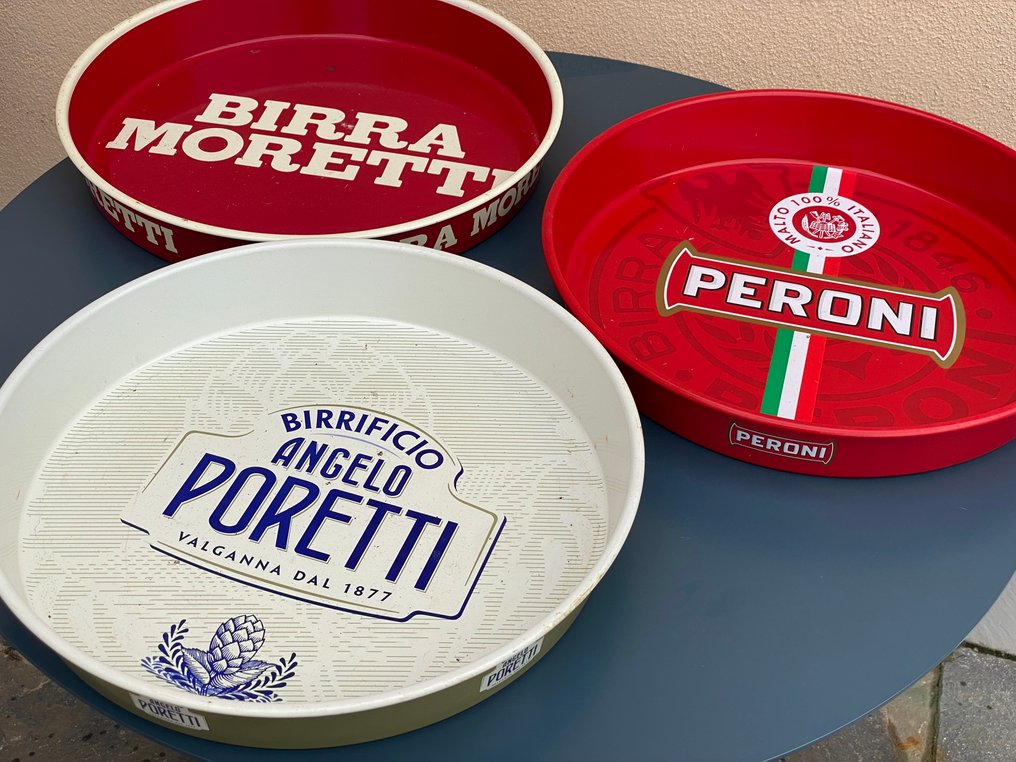 birra Moretti , birra Poretti , birra Peroni - Δίσκος (3) - Μέταλλο - Διαφημικό υλικό #1.0