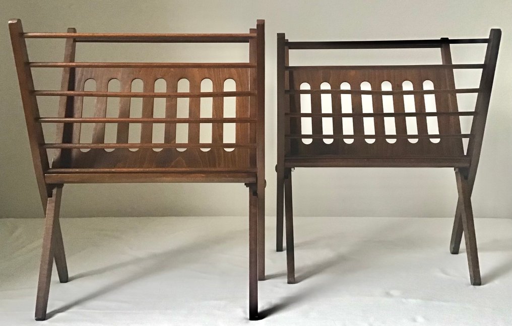 杂志架 - 可折叠的 - 实心山毛榉和胶合板 - 两个杂志。 #1.0