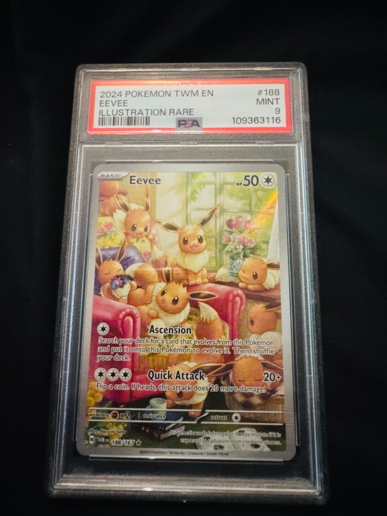 Pokémon - 1 Graded card - Eevee 188 另类艺术, 压膜, 完整艺术 - PSA 9 - Scarlet & Violet #1.0