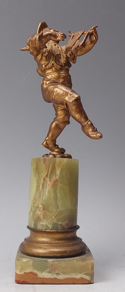 Statuetta, Jonge muzikant met zijn lier - 19 cm - Onice, Spelter #2.1