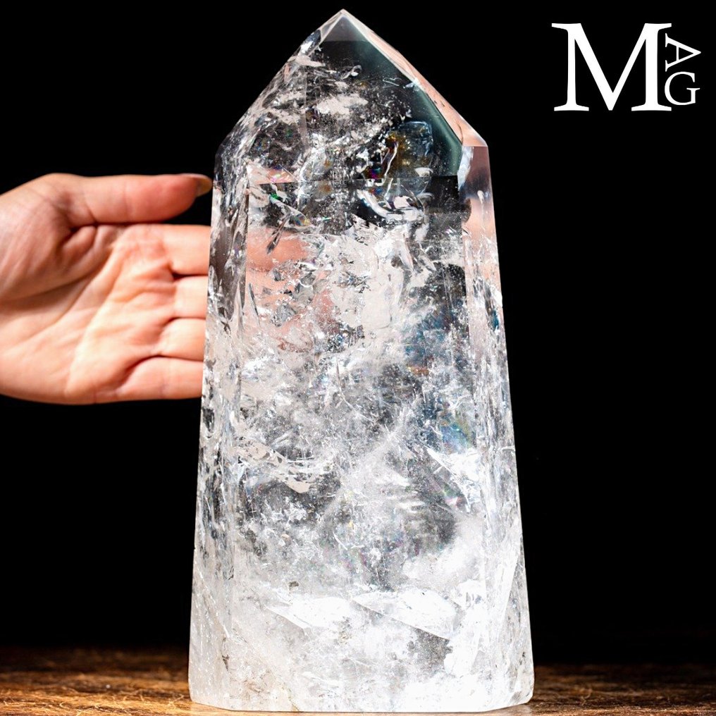 Nagy kvarccsúcs - Super Natural Clear Quartz - Kristály obeliszk - Magasság: 265 mm - Szélesség: 130 mm- 4007 g #1.0