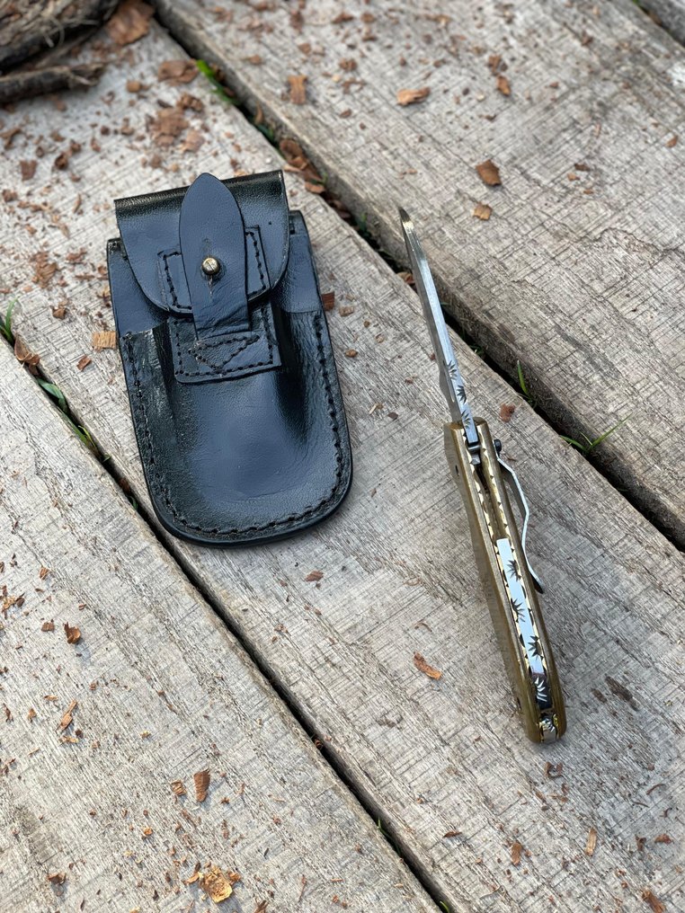 廚刀 - 厨房刀具 厨房刀具套装 礼品用品 手工刀 - 令人惊叹的Smart Chef Knife定制手工厨房刀,由设计师精心打造 - 锻造花纹钢皮革 - 法國 - 手工厨房刀具 #1.0