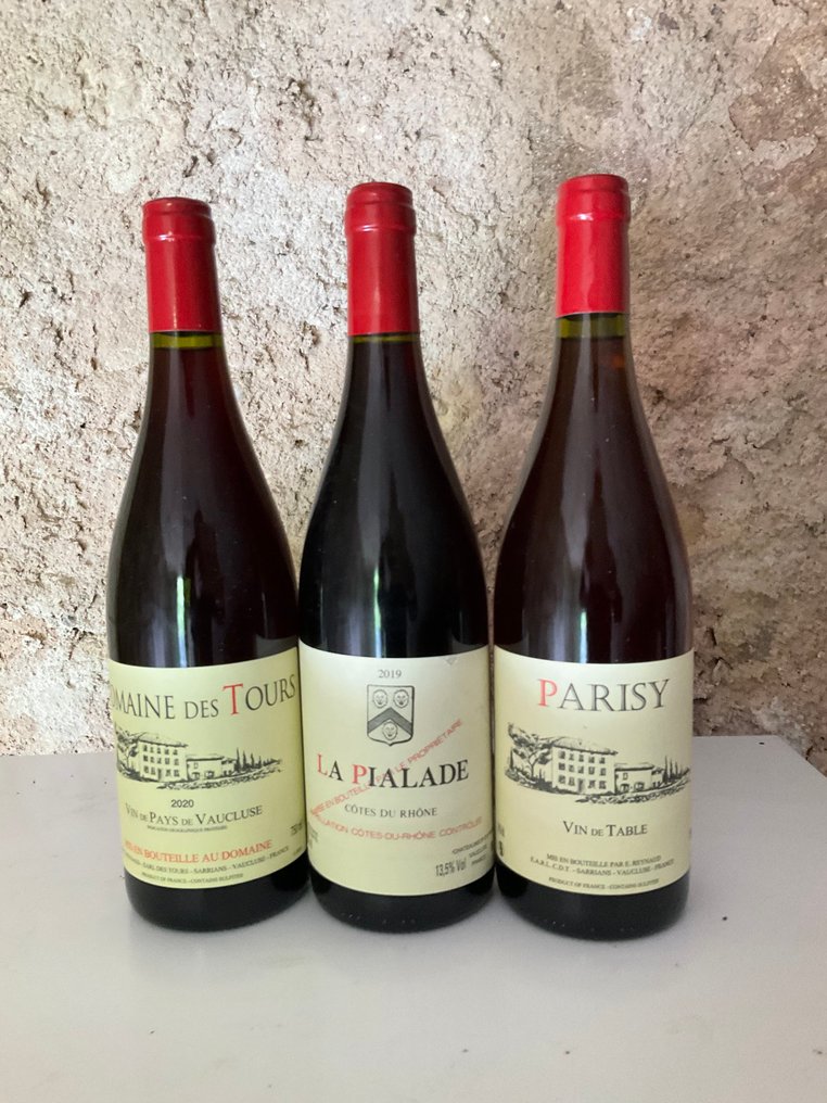 Pialade, Domaine des Tours et Parisy - Rhône - 3 Flaskor (0,75L) #1.0
