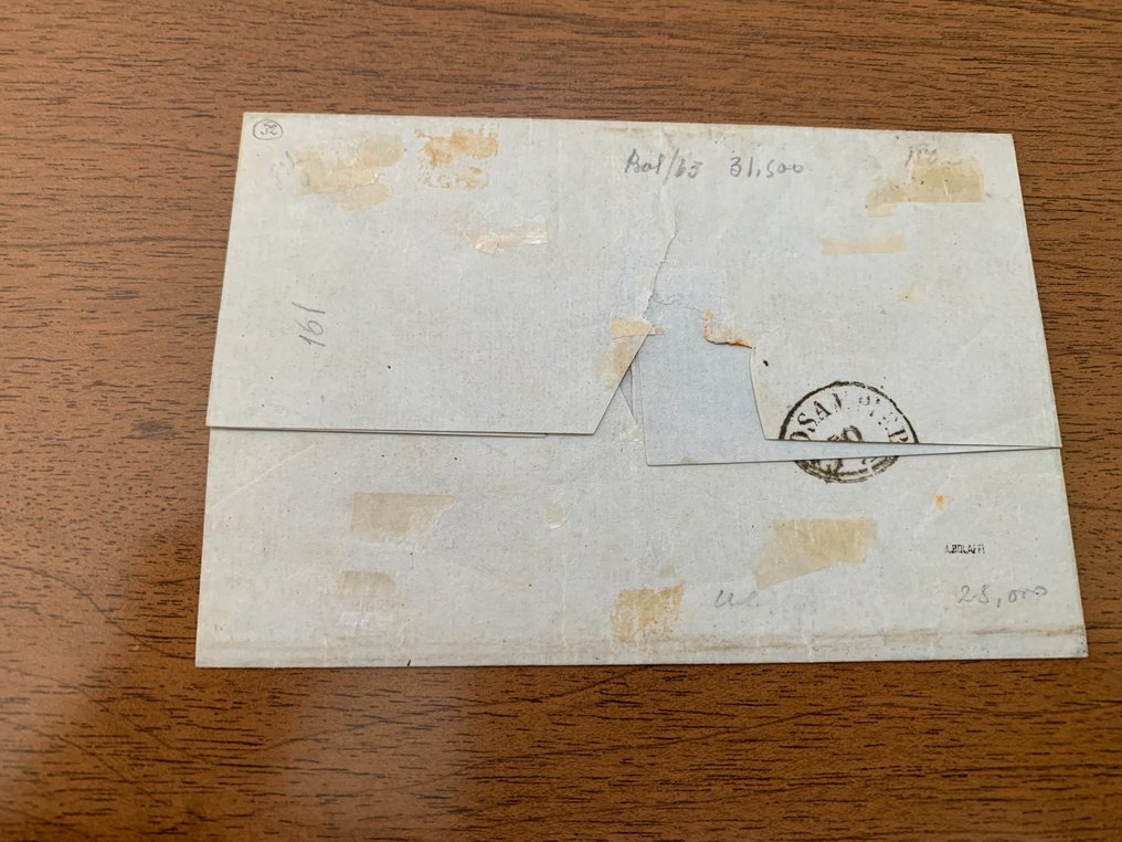 意大利  - 邮寄的古老意大利邮票信封，已邮寄，涉及意大利各国的旅行。 #1.0