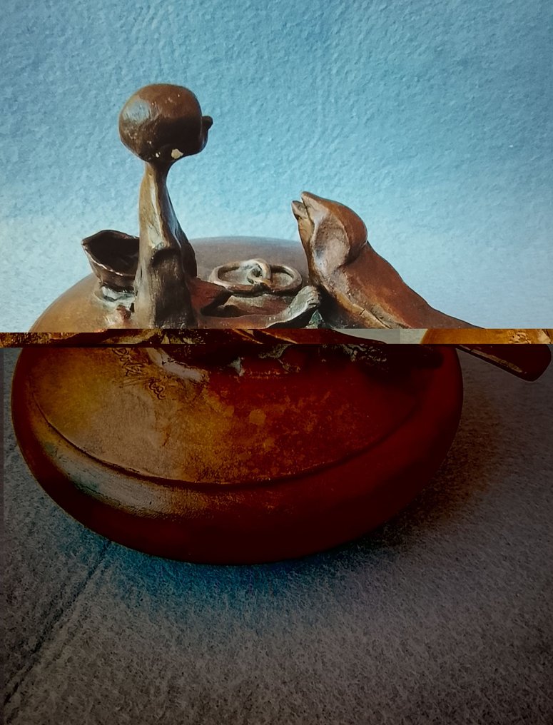 Scultura, Bambino con uccellino - 17 cm - Bronzo #4.3