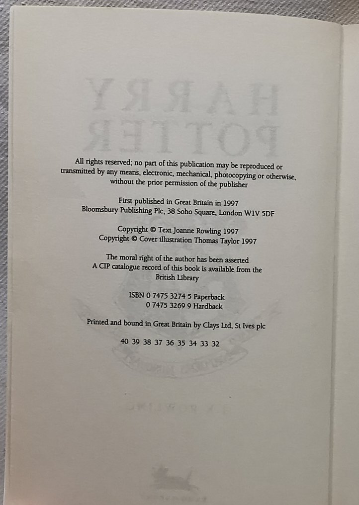 Joanne Rowling - Harry Potter and the Philosopher's Stone [Copyright Error] - 1997 #4.3