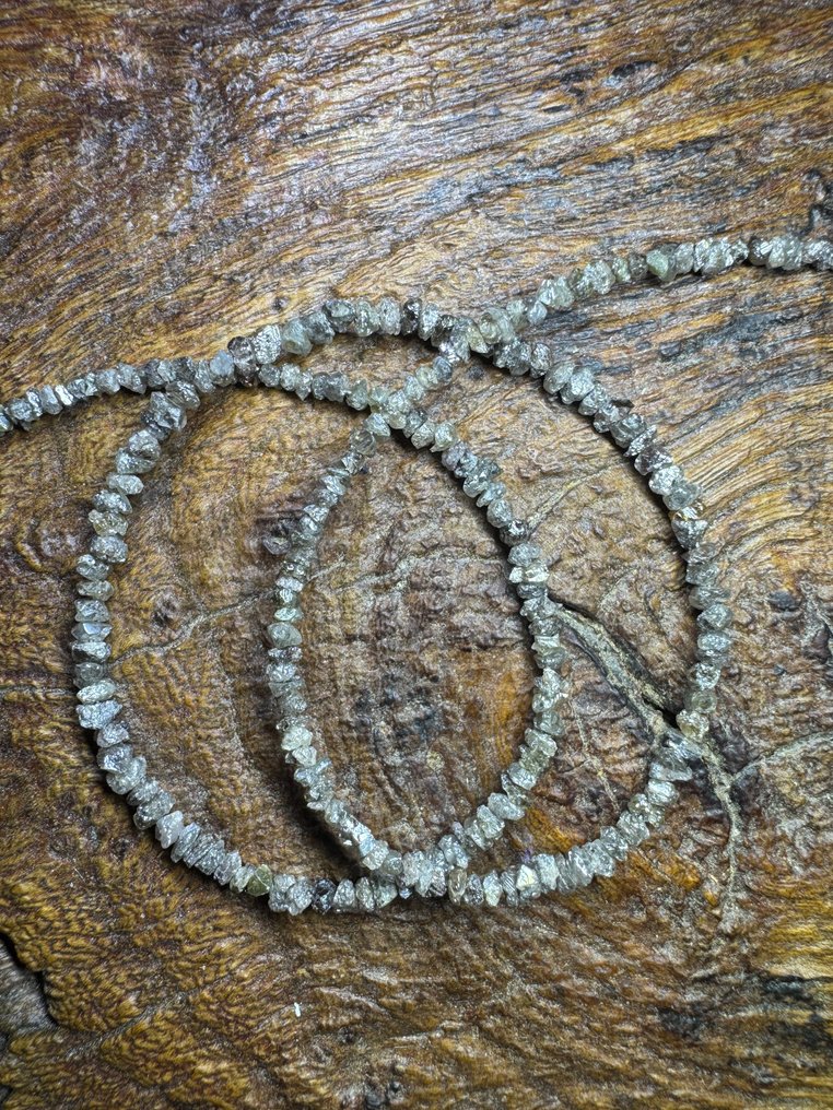 深灰色未加工钻石项链 + 925纯银。22.06克拉。无底价！ 珠宝- 4.41 g #4.3