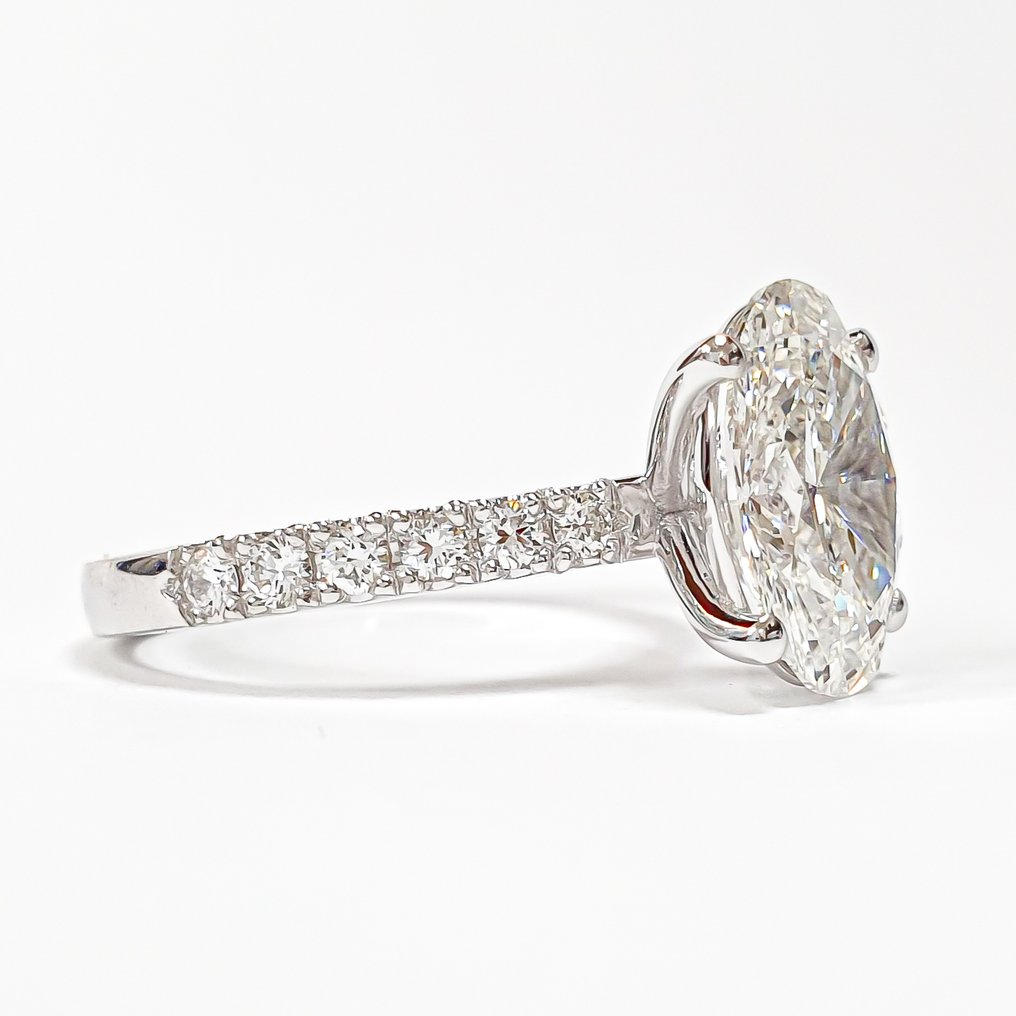 Gyűrű - 14 kt. Fehér arany - 3.80ct. tw. Gyémánt (Laboratóriumban előállított) - Gyémánt - E VS1 IGI #3.2