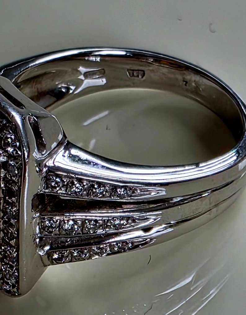 鸡尾酒戒指 - 18K包金 白金 -  11.90ct. tw. 黄水晶 - 钻石 - 橙色-金色-浓烈 #3.2