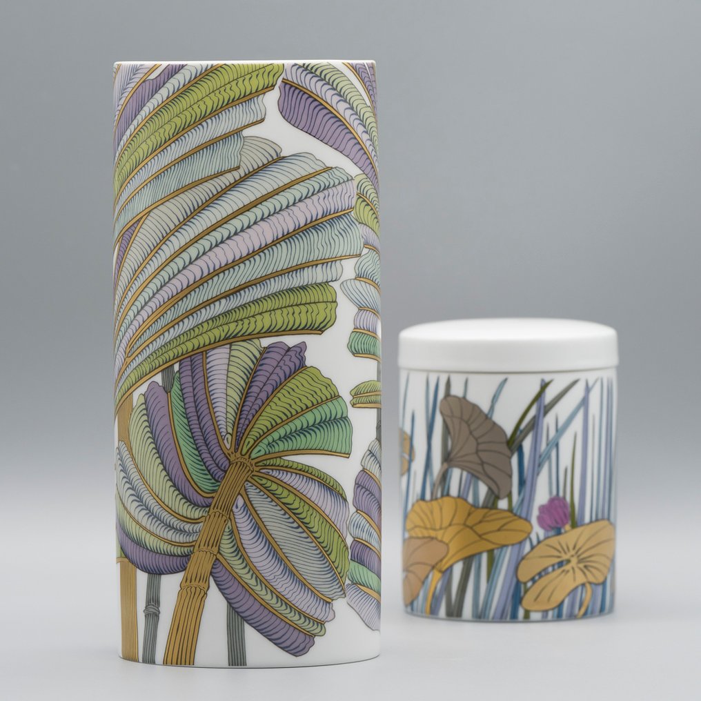 Rosenthal - Alain Le Foll - Jarra (2) -  Conjunto de vaso e caixa com tampa com motivos exuberantes e oníricos  - Porcelana - Elegant Chic WGP #3.2