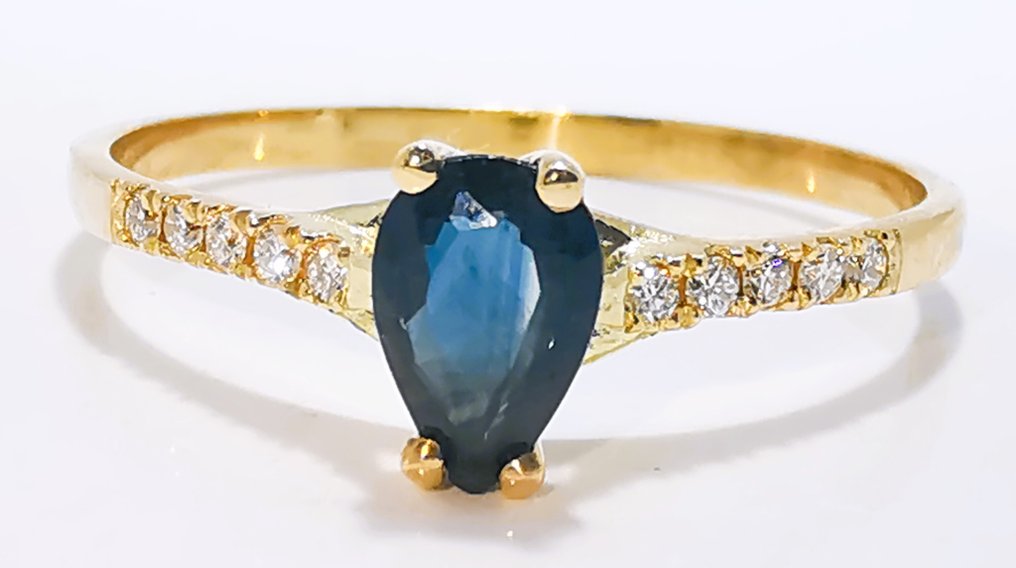 沒有保留價 - 戒指 - 14 克拉 黃金 -  0.55ct. tw. 藍寶石 - 鉆石 #2.1