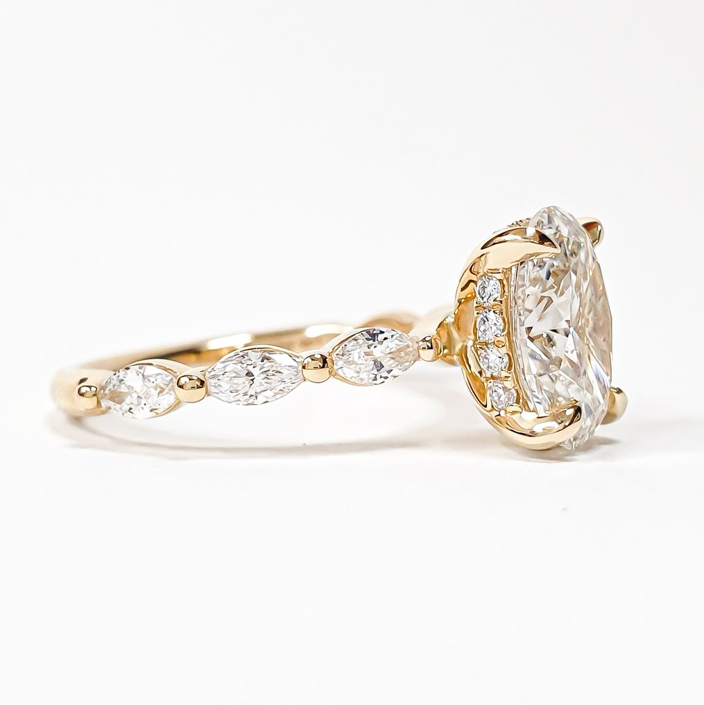 Sormus - 14 kt. Keltakulta - 3.93ct. tw. Timantti (Laboratoriossa kasvatettu) - Timantti - F VS1 IGI #3.2