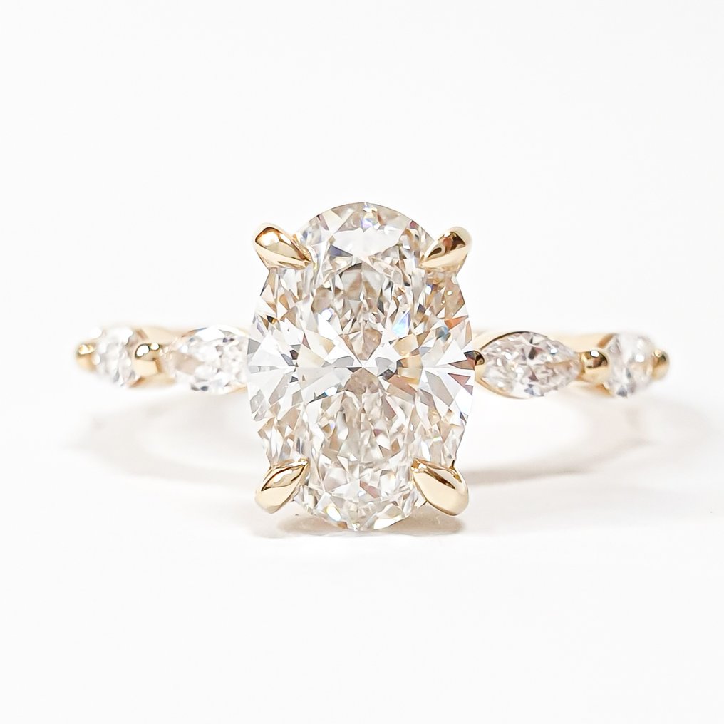 Sormus - 14 kt. Keltakulta - 3.93ct. tw. Timantti (Laboratoriossa kasvatettu) - Timantti - F VS1 IGI #1.0