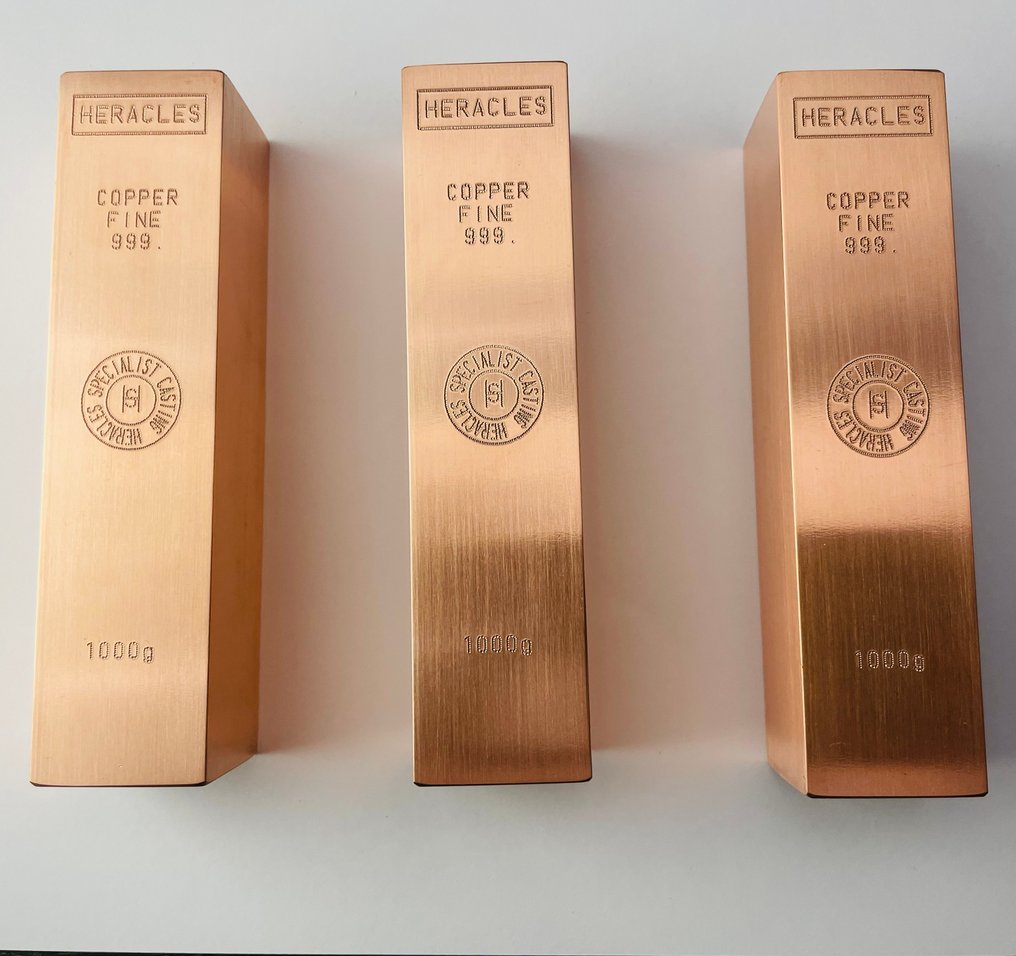 3 kilograms .999 - Copper - Fonderie Heracles - France - Selado e com certificado  (Sem preço de reserva) #1.0