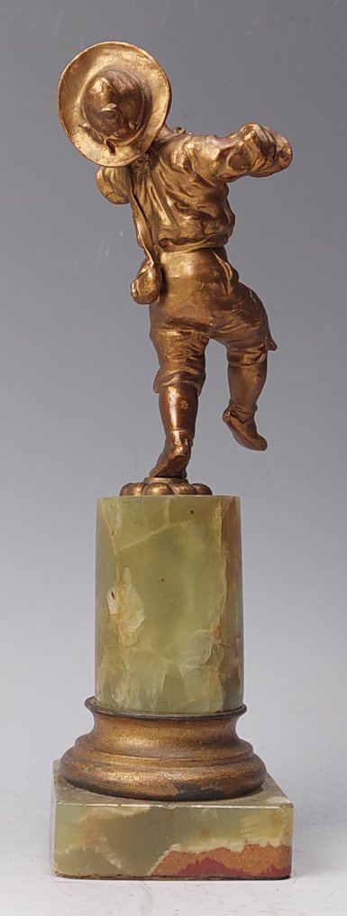 Statuetta, Jonge muzikant met zijn lier - 19 cm - Onice, Spelter #3.2