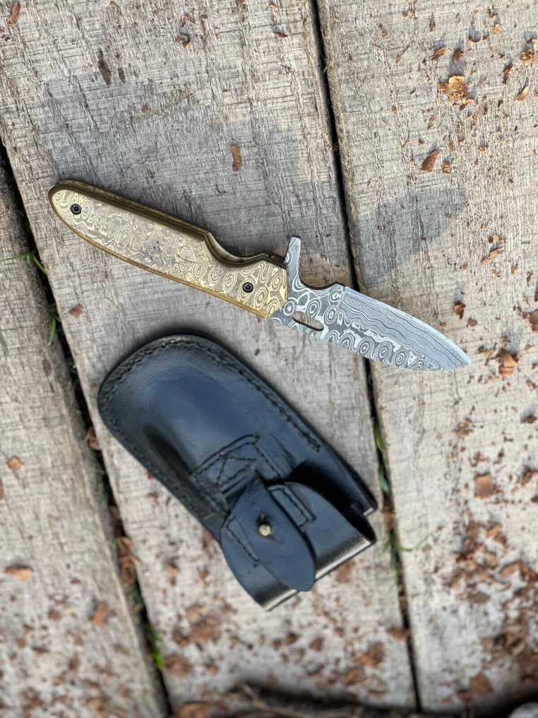 廚刀 - 厨房刀具 厨房刀具套装 礼品用品 手工刀 - 令人惊叹的Smart Chef Knife定制手工厨房刀,由设计师精心打造 - 锻造花纹钢皮革 - 法國 - 手工厨房刀具 #3.2