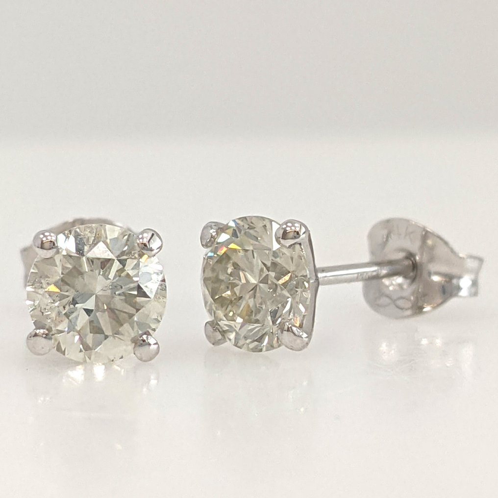 没有保留价 - 耳环 - 14K包金 白金 -  1.22ct. tw. 钻石 (天然) - GWLab #1.0