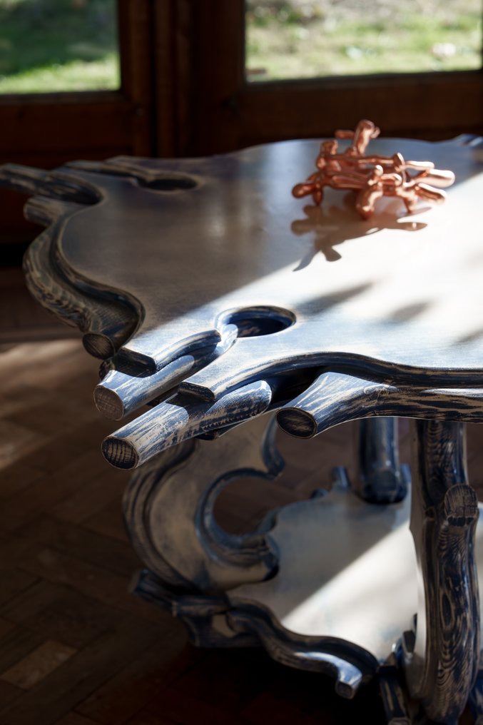 Table basse - Bois de pin, Contreplaqué, Résine, Polyuréthane - Table Blue Manta #3.2