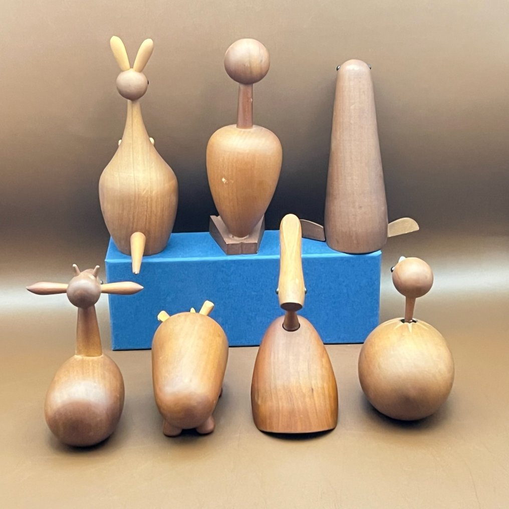 Senshukai 千趣会  - Toy furniture Seven Vintage wooden animals "Royal Pet," Rhino, Deer, Condol, Sea Lion, Ostrich, Pelican & Kangaroo - 1960-1970 - Japan #3.2