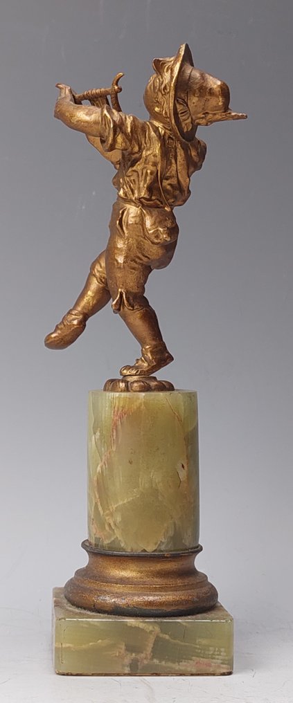 Statuetta, Jonge muzikant met zijn lier - 19 cm - Onice, Spelter #4.3