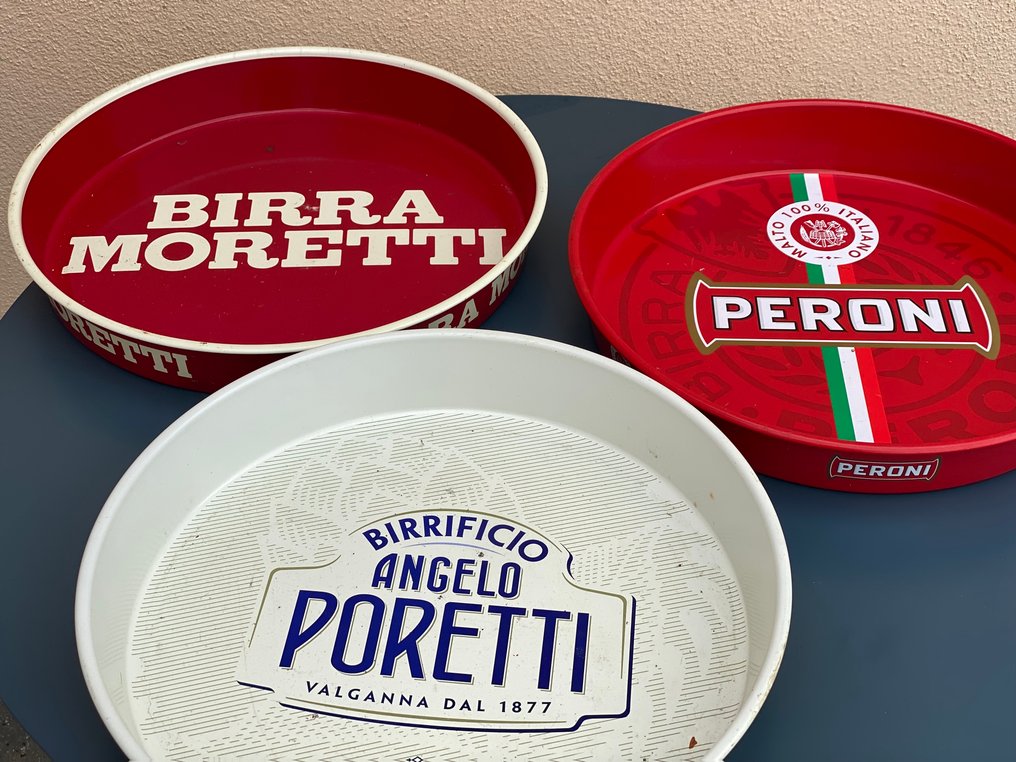 birra Moretti , birra Poretti , birra Peroni - Δίσκος (3) - Μέταλλο - Διαφημικό υλικό #2.1