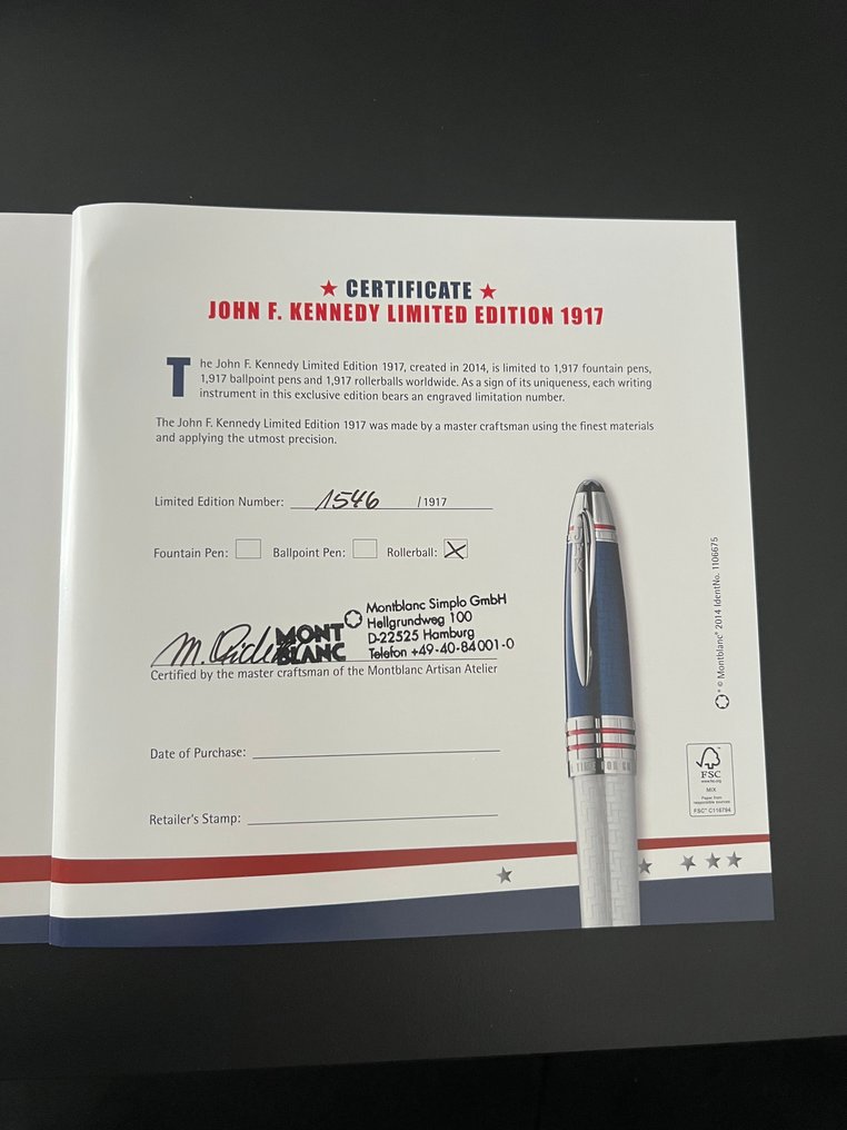 Montblanc - Great Characters - J.F. Kennedy 1917 - Rollerball - Limited Edition - 1546/1917 - Fountain pen #4.3