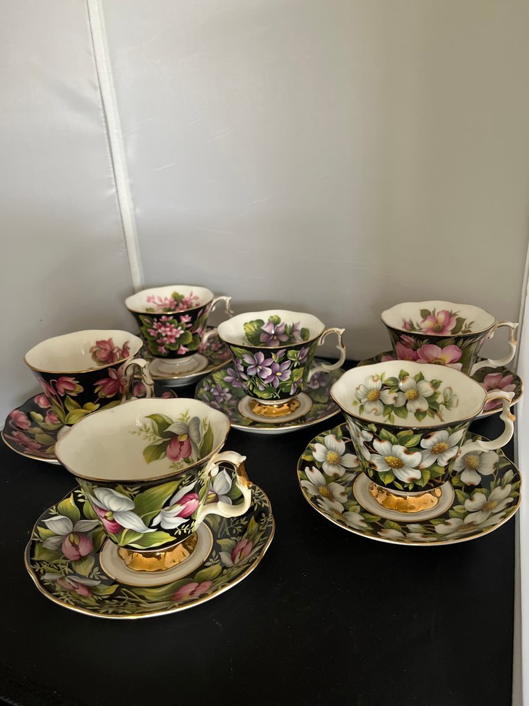 Royal Albert - Csésze és csészealj (12) - Provincial Flowers - Porcelán, Arany, csontporcelán - Royal Albert megyei #3.2