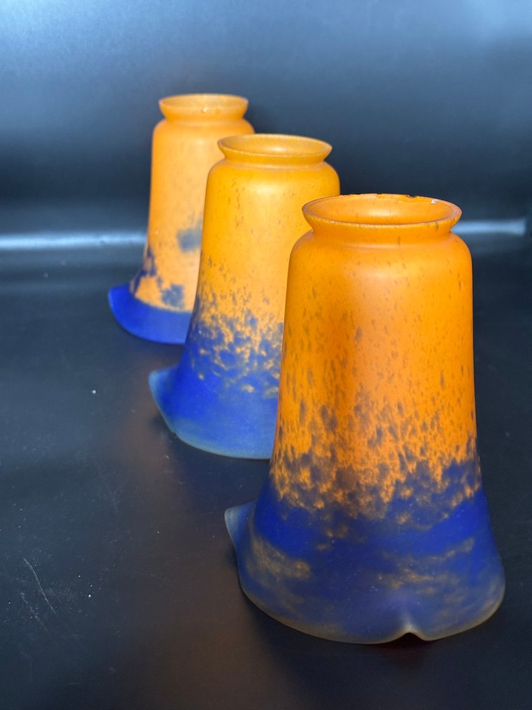 Muller Frères  (attributed) - Muller frère luneville - Hanging lamp (3) - tulip - Crystal, glass #4.3