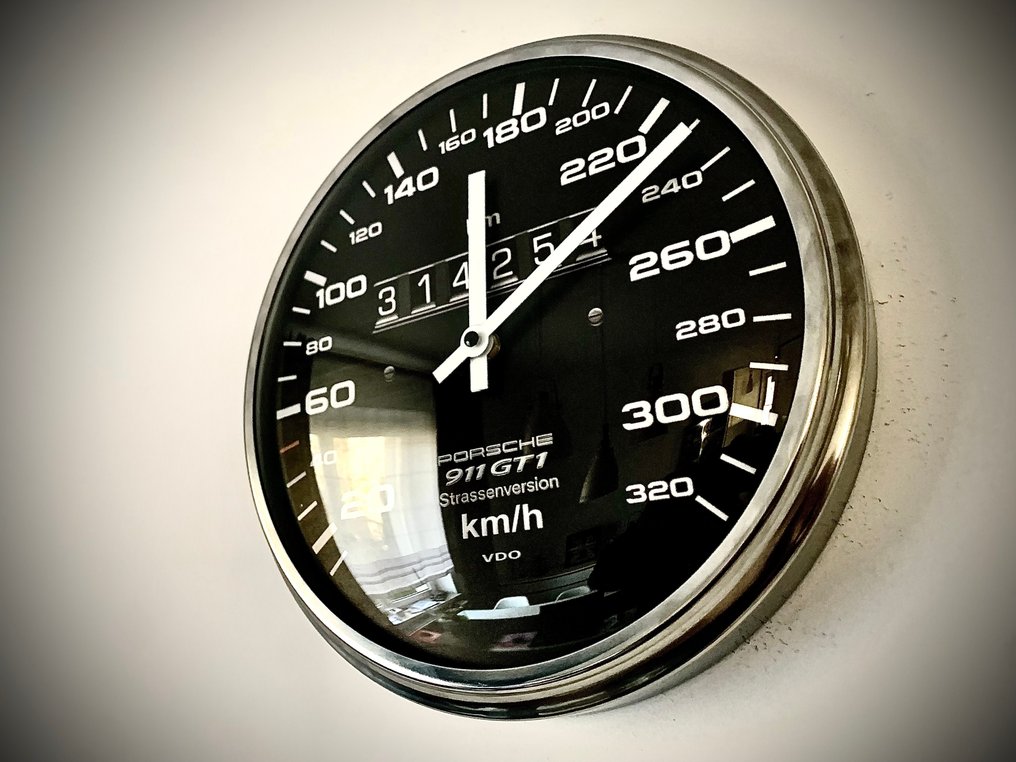 Porsche 911 GT1 Strassenversion - nopeusmittari seinäkello - LukanowskyArt - Nykyaikainen Lasi, Metalli - 2020- - Porsche 911 GT1 #4.3