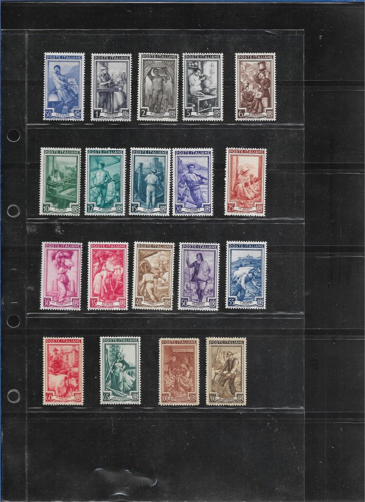 義大利共和國  - 1950年款，完整无损轮胎，豪华版，居中对准 - Sassone N. 616/652 #1.0