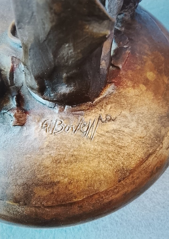 Scultura, Bambino con uccellino - 17 cm - Bronzo #1.0