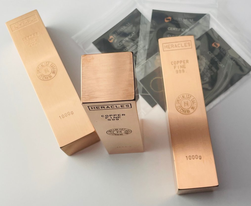 3 kilograms .999 - Copper - Fonderie Heracles - France - Selado e com certificado  (Sem preço de reserva) #2.1
