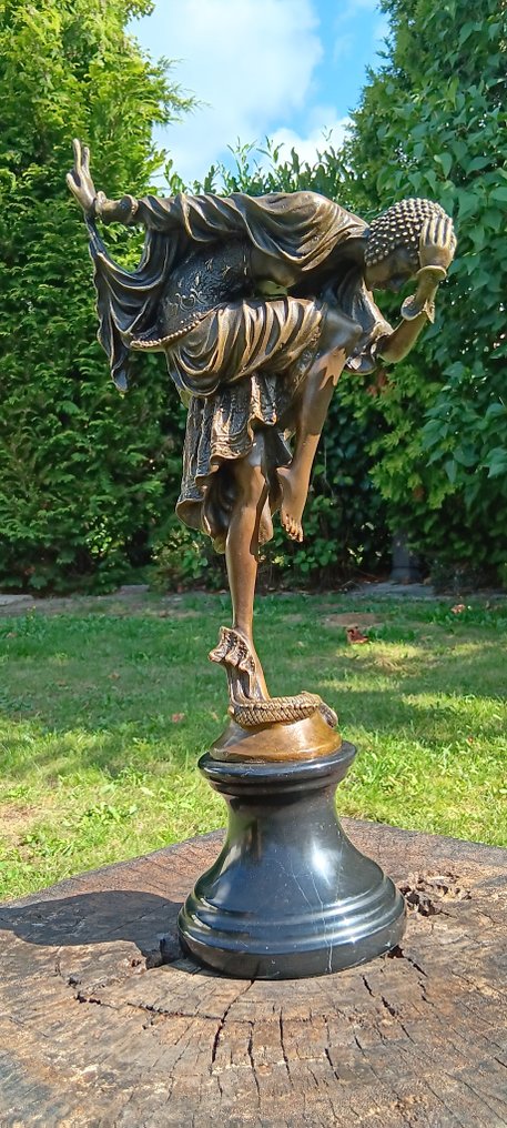 Sculpture, ankara dancer - 42 cm - bronze marble #1.0