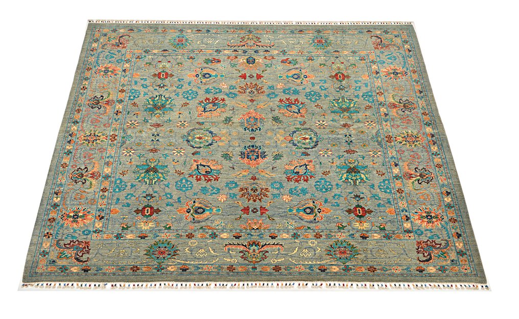 Afghan, Ziegler Kazak, Unik designer håndknyttet ull - Teppe - 300 cm - 300 cm - Håndlaget teppe av fin kvalitet. #1.0