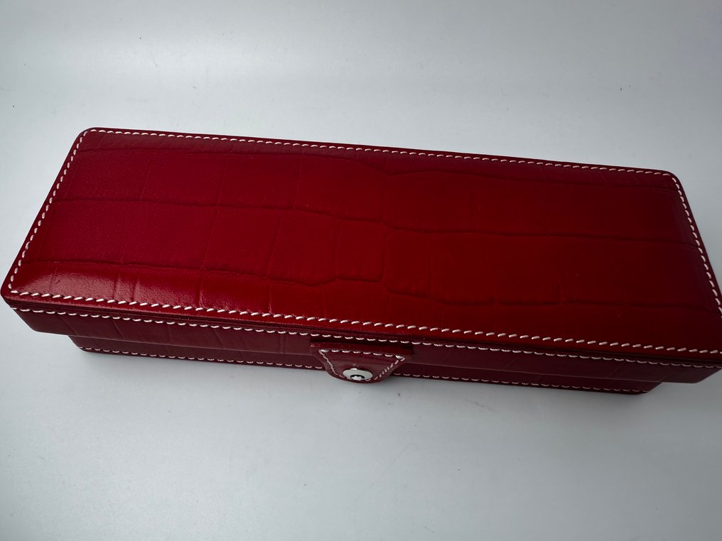 Montblanc - Luxury Pen Box - Μολυβοθήκη - Coral Red Croc-Embossed (no pen) - Δέρμα #1.0