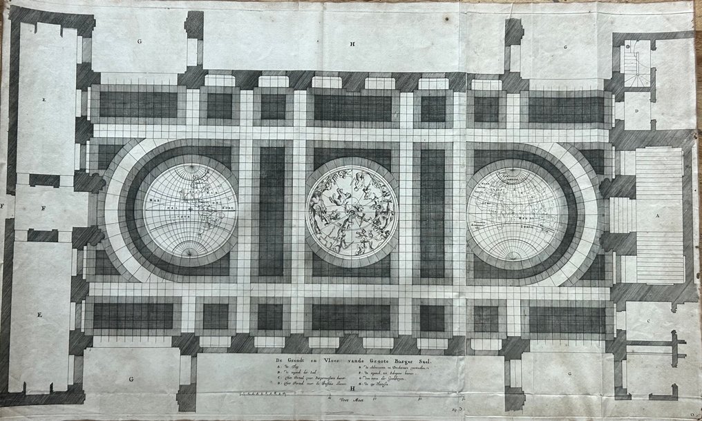 荷蘭 - Emisferi; Jacob van Campen (1595–1657) - Emisferi (Ovest, Celeste, Est) – “Grote Burgerzaal ” - 1661-1680 #1.0