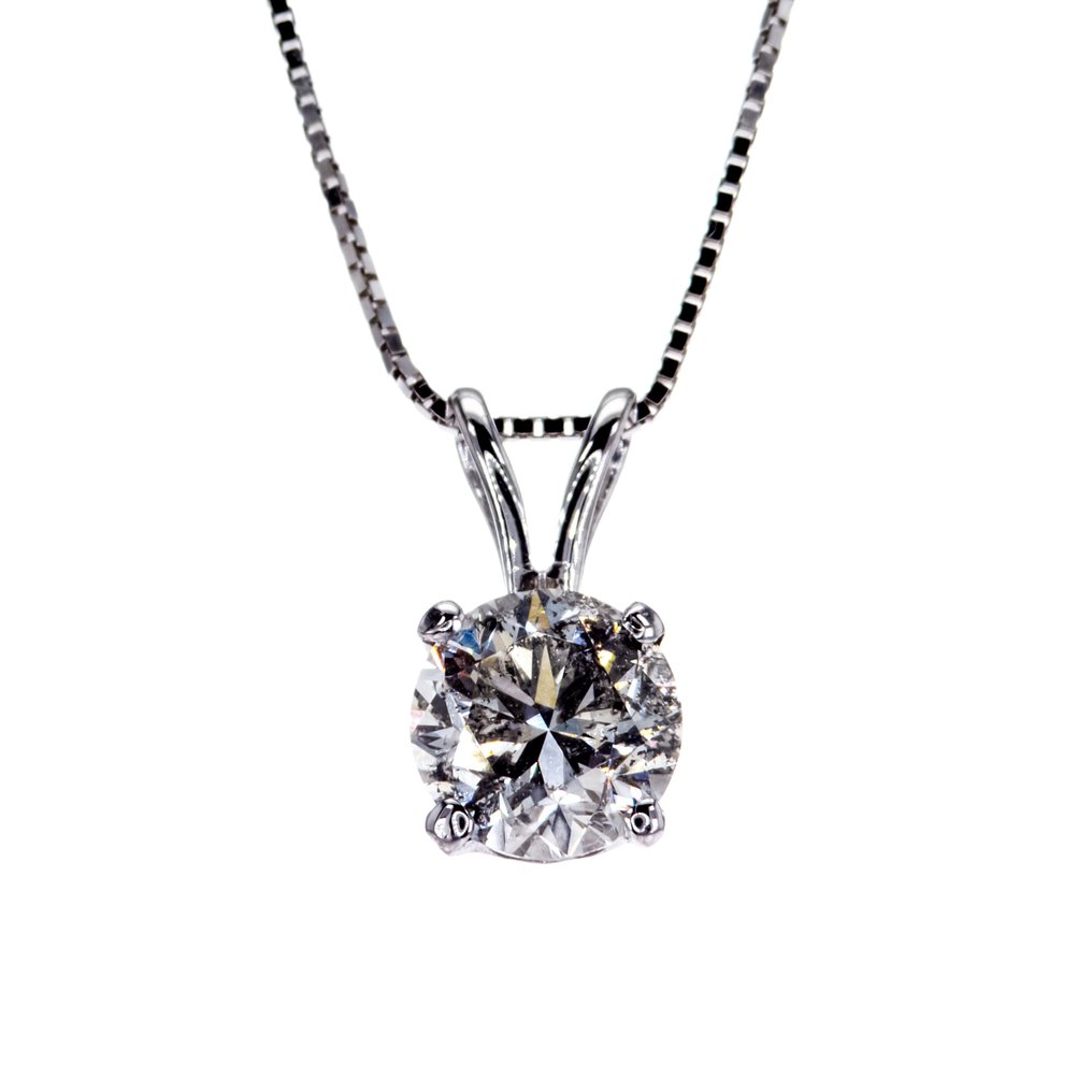 Sem preço de reserva - Colar com pingente - 14 K Ouro branco - 1.03ct. tw. Diamante (Natural) #1.0