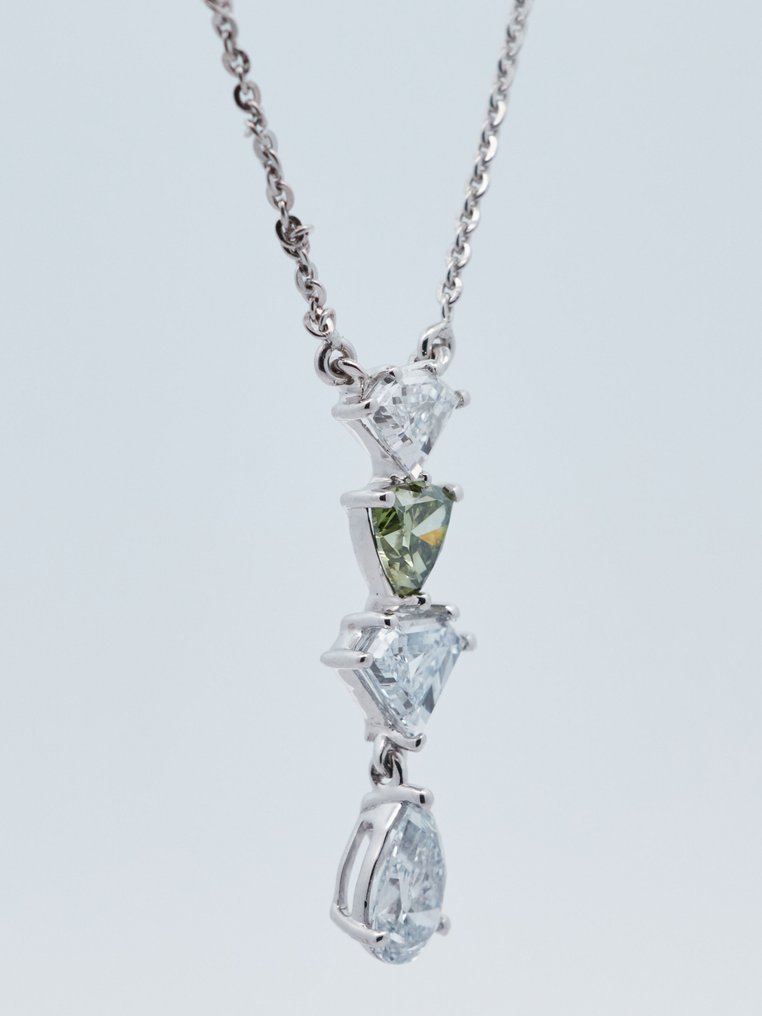 没有保留价 - 项链 - 14K包金 白金 - 1.73ct. tw. 钻石 (彩色实验室培育钻石) - 钻石 #1.0