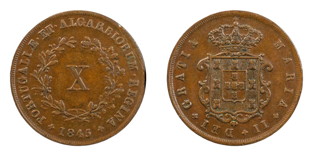 葡萄牙. D. Maria II (1834-1853). X Reis 1845 (没有保留价) #2.1