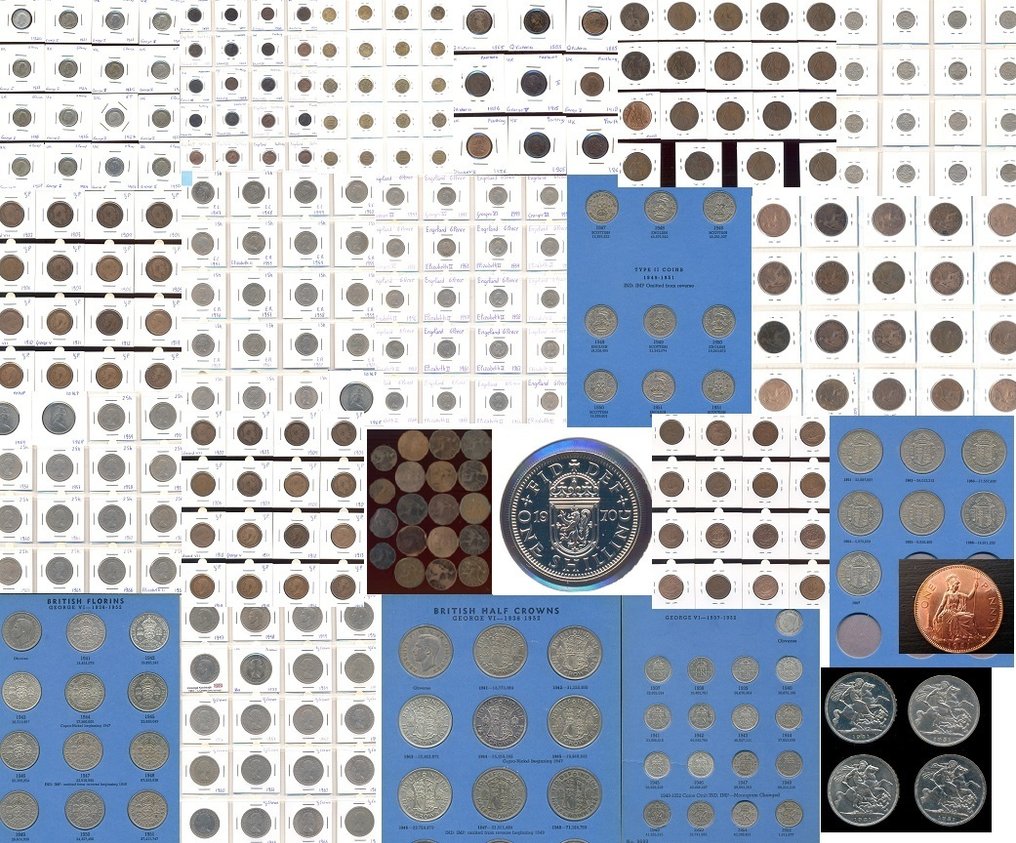 Ηνωμένο Βασίλειο. Lot of 612 Coins Including 112 Silver #1.0