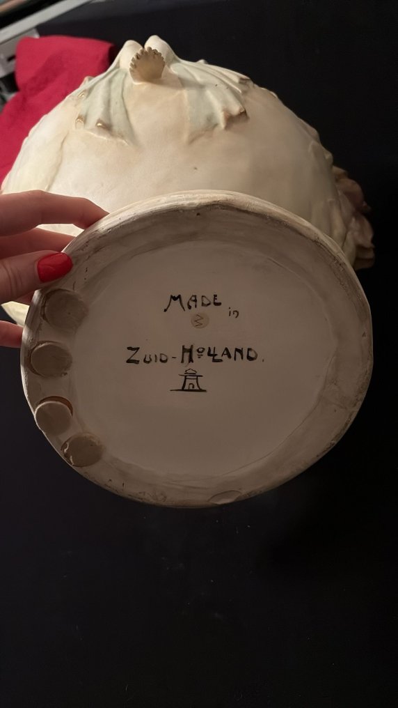 Plateelbakkerij Zuid-Holland - Mathurin Moreau - Vase - Keramikk - Art Nouveau - Sjelden - H. 68,5 cm #3.2