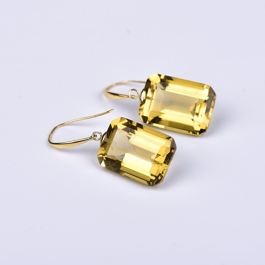 Sans Prix de Réserve - Boucles d'oreilles - 18 carats Or jaune Citrine - ALGT certifié #3.2