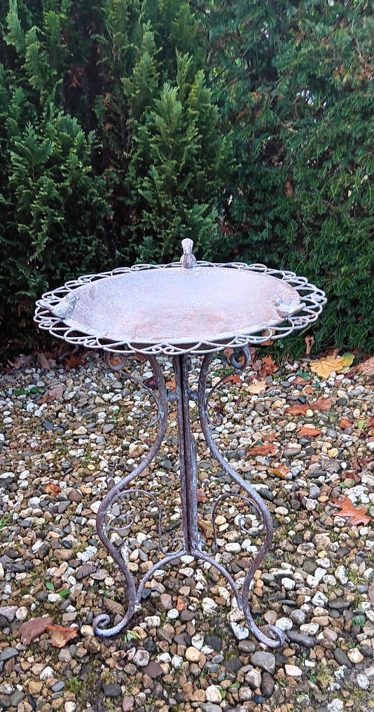  鸟浴盆 - 铁 - 鸟类饲料/饮水器。 #2.1