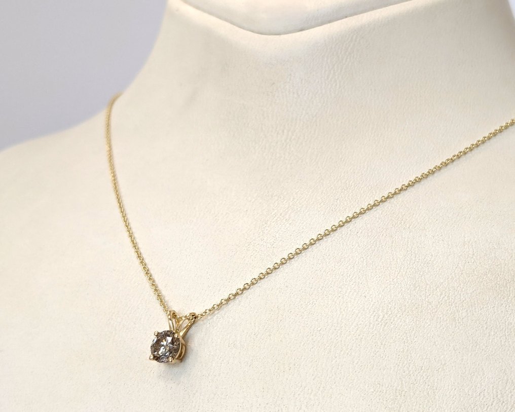 χωρίς τιμή ασφαλείας - Κολιέ με μενταγιόν - 14 καράτια Κίτρινο χρυσό -  0.61ct. tw. Διαμάντι (Φυσικού χρώματος) - GWLAB #4.3