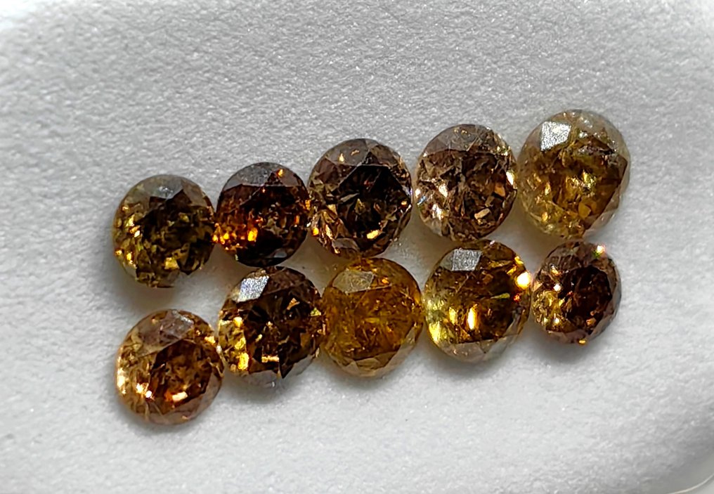 10 pcs 鑽石  (天然)  - 1.14 ct - 圓形 - I3, VS1 - Antwerp Laboratory for Gemstone Testing (ALGT) #2.1
