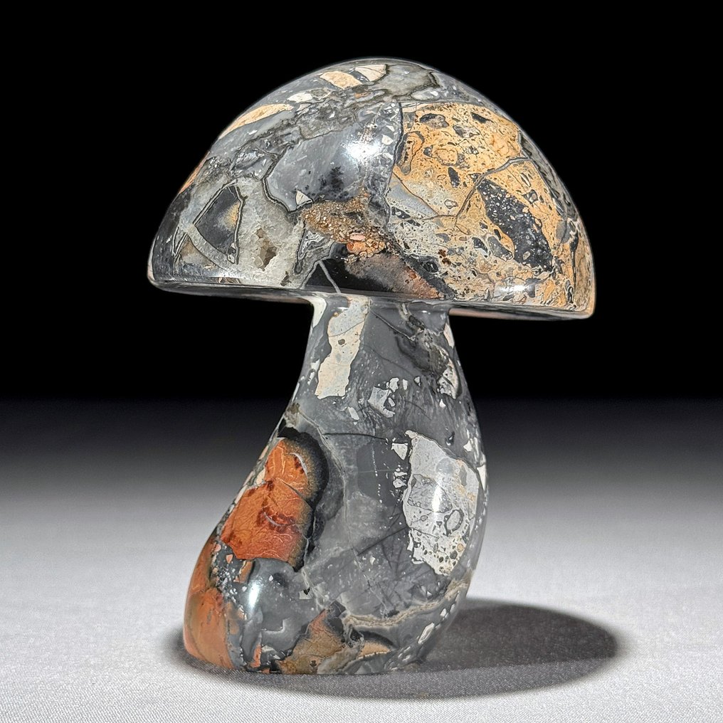 PREȚ FĂRĂ REZERVĂ - Set minunat de 3 Jasper Maligano roșu În formă de ciupercă - Înălțime: 10.2 cm - Lățime: 7.7 cm- 1000 g - (3) #4.3