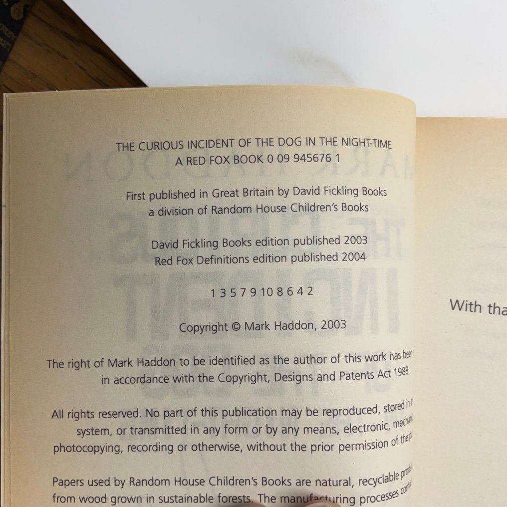 Signed; Mark Haddon - The Curious Incident of the Dog in the Night-Time - 2004 #2.1